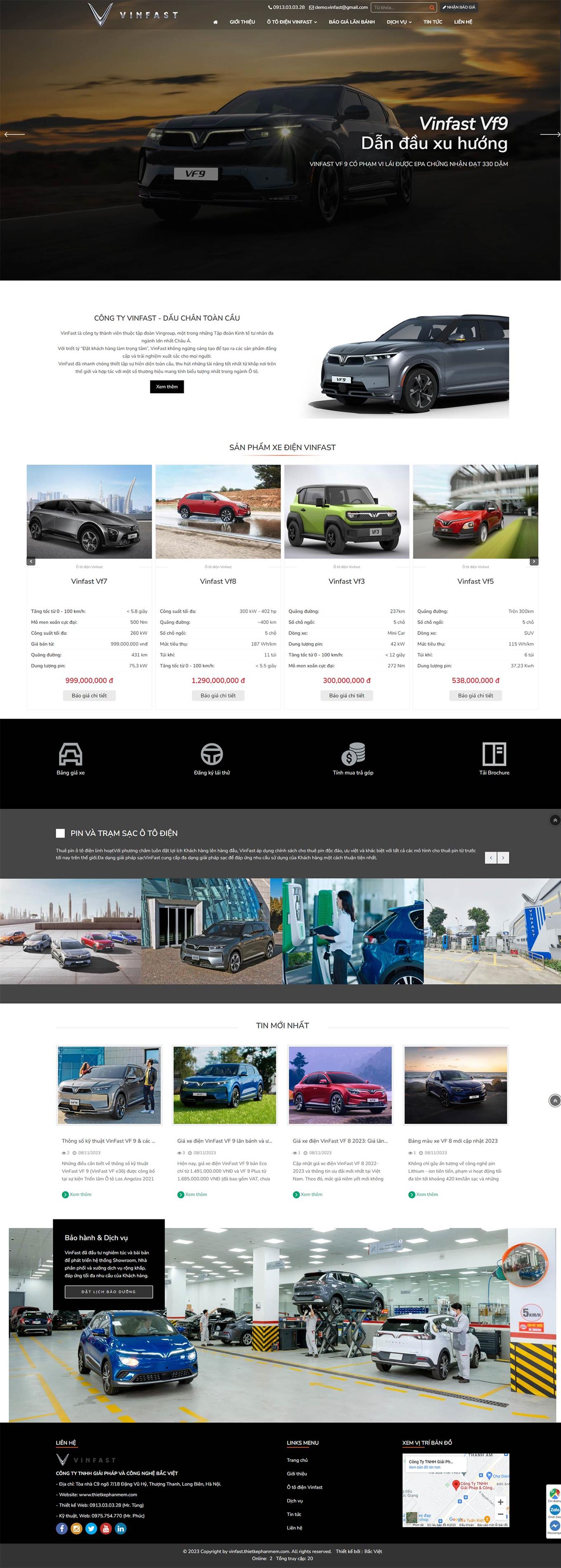 Mẫu web giới thiệu kinh doanh xe hơi hãng Vinfast