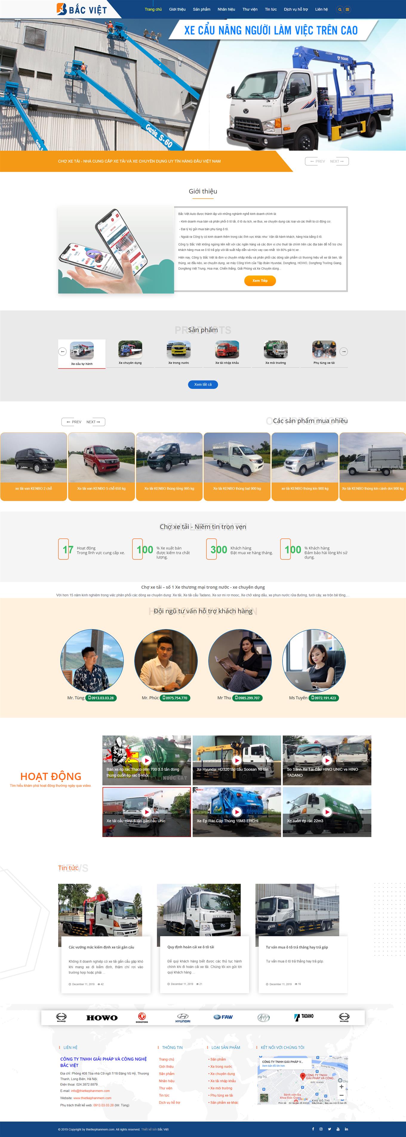 Mẫu trang web chợ xe tải