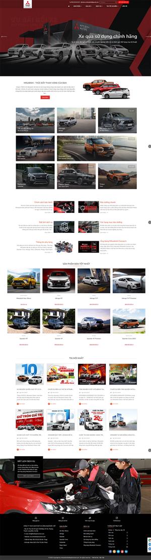 Mẫu web giới thiệu kinh doanh xe hơi hãng Mitsubishi