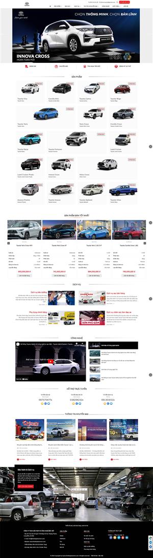 Mẫu web giới thiệu kinh doanh xe hơi hãng Toyota