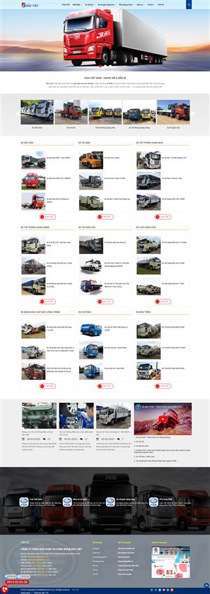 Mẫu web kinh doanh xe tải và chuyên dụng Faw