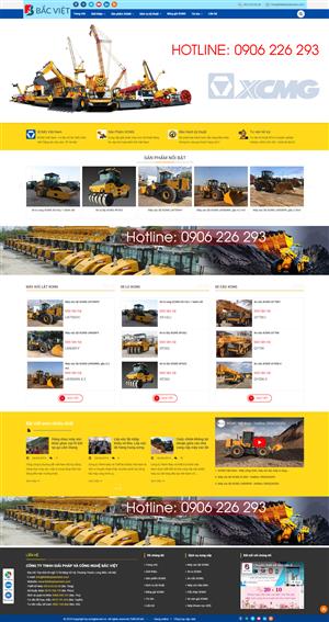 Mẫu trang web bán máy xây dựng XCMG