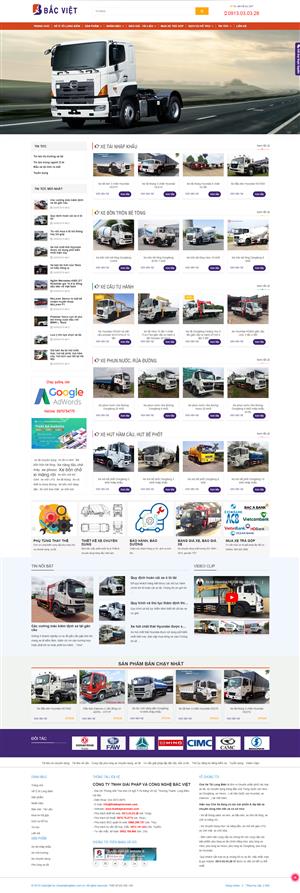 Mẫu trang web bán xe tải chuyên dụng