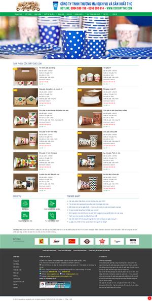 Mẫu web giới thiệu dịch vụ sản xuất cốc và túi giấy
