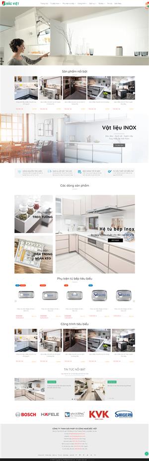 Mẫu web giới thiệu công ty thi công tủ bếp Inox