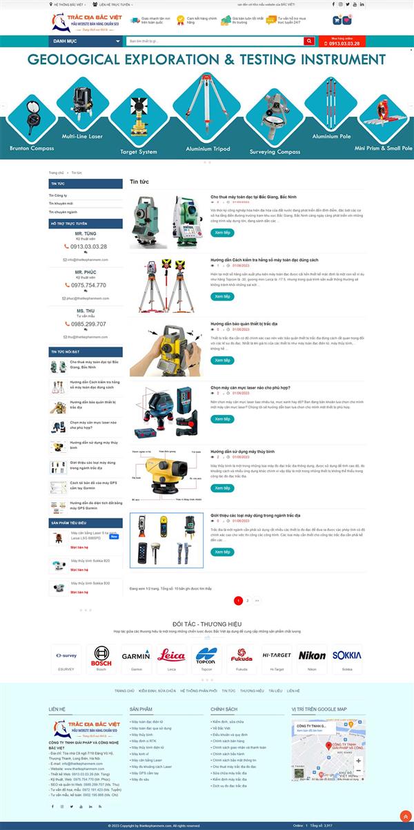 Mẫu website thiết bị đo đạc trắc địa - BẮC VIỆT