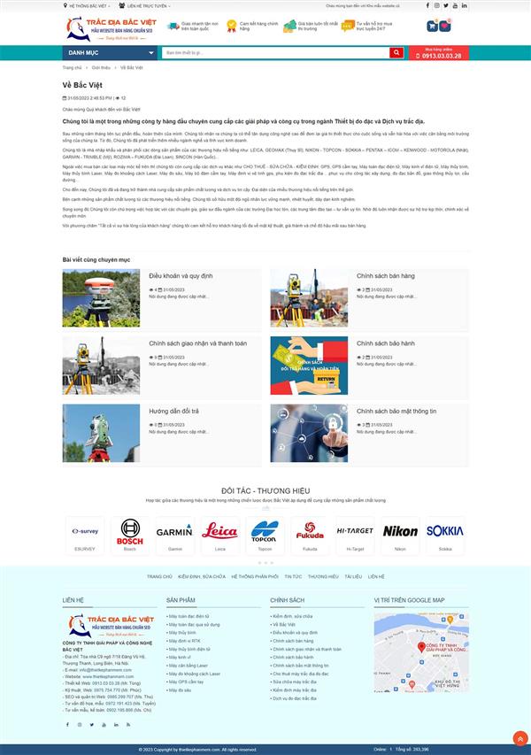 Mẫu website thiết bị đo đạc trắc địa - BẮC VIỆT
