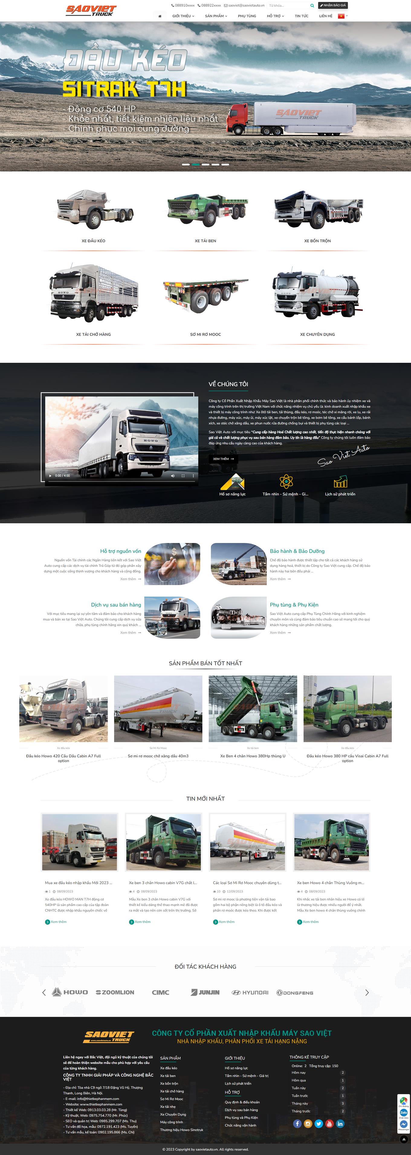 Mẫu web nhập khẩu và phân phối xe tải hạng nặng