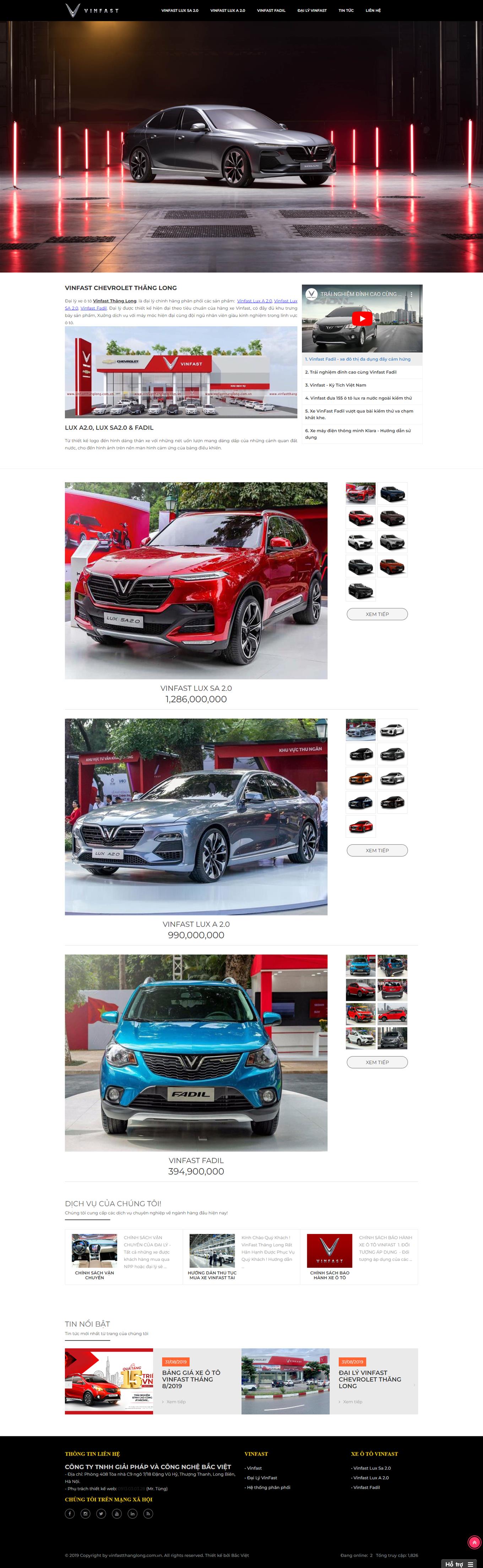 Mẫu web giới thiệu và bán xe hơi Vinfast