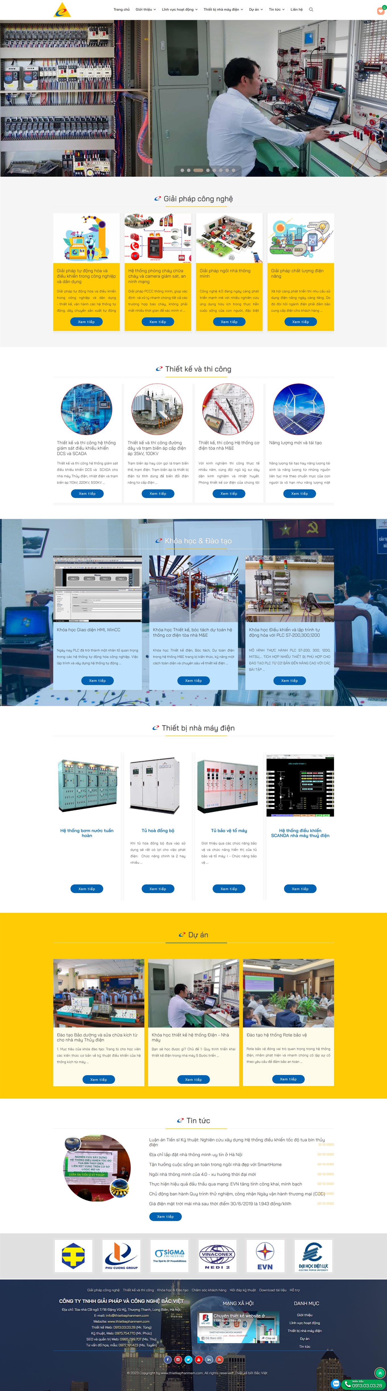 Mẫu trang web thiết kế và thi công tủ điện - hệ thống cơ điện