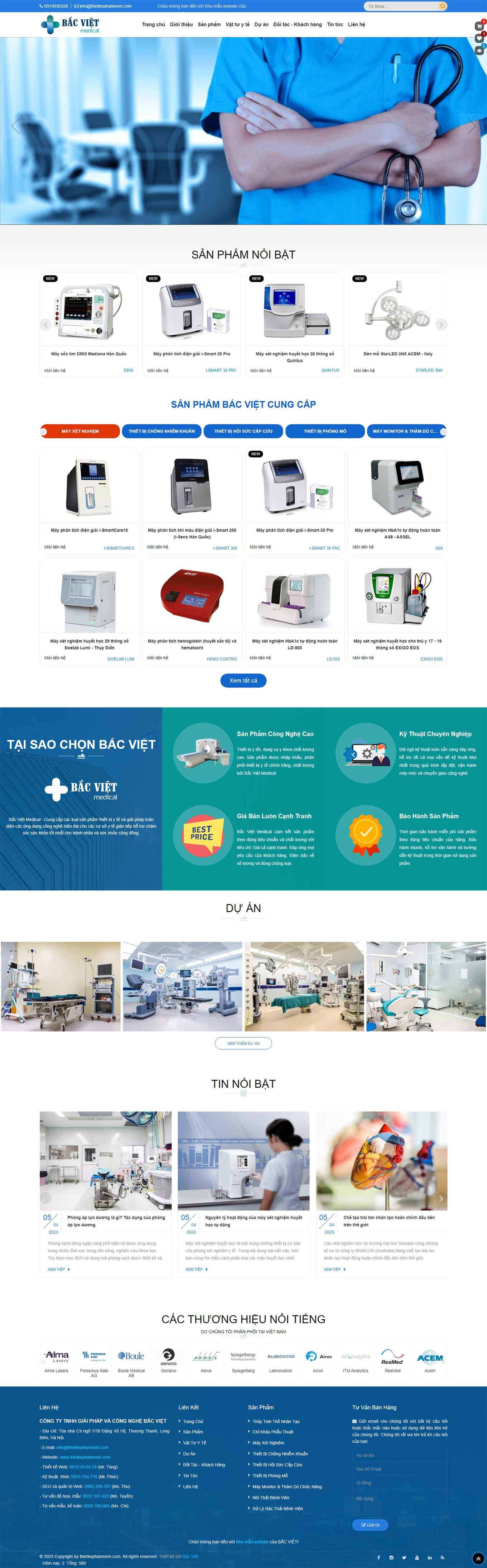 Mẫu website bán thiết bị y tế, dụng cụ y khoa