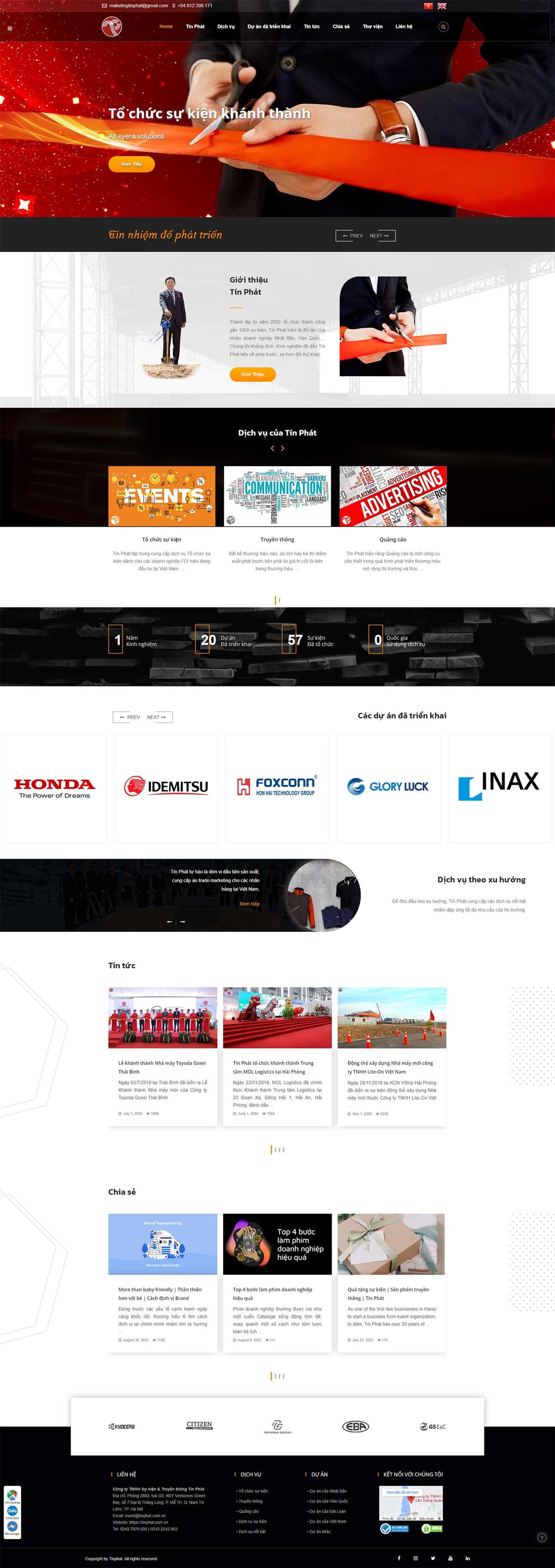 Mẫu website Công ty Tín Phát tổ chức sự kiện và truyền thông