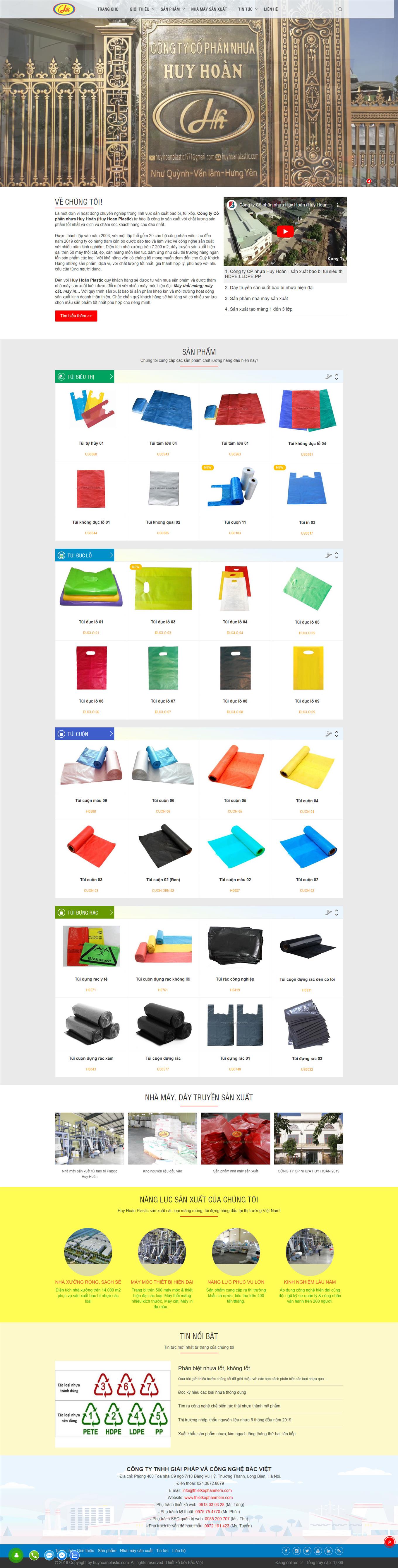 Mẫu web giới thiệu dịch vụ sản xuất túi nilong