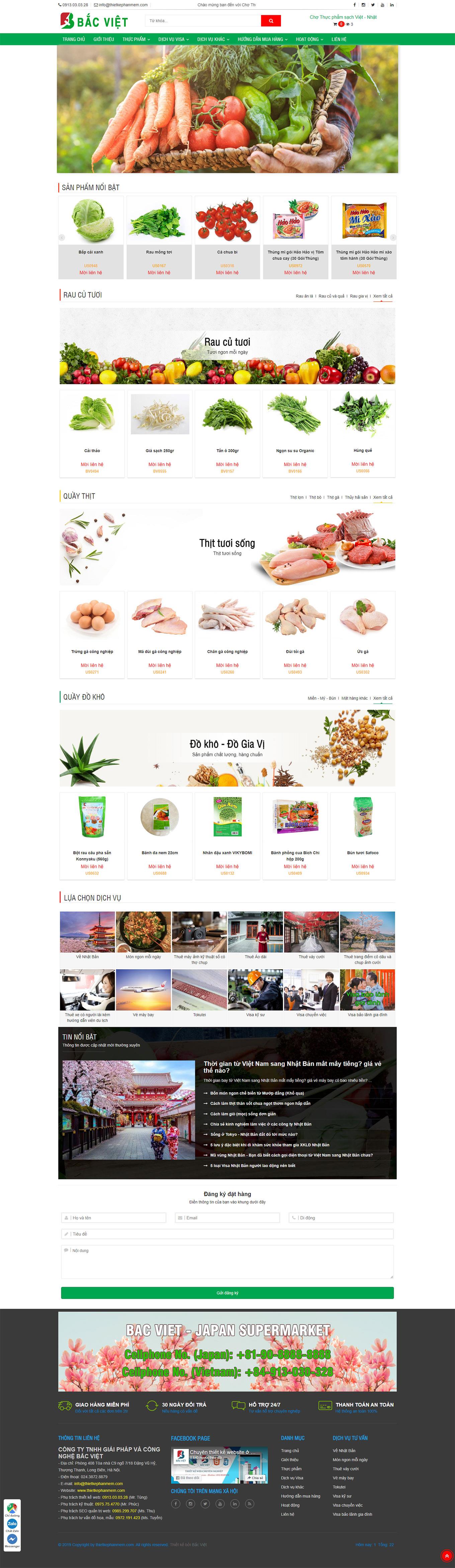 Mẫu website bán hàng chợ Việt tại Nhật Bản