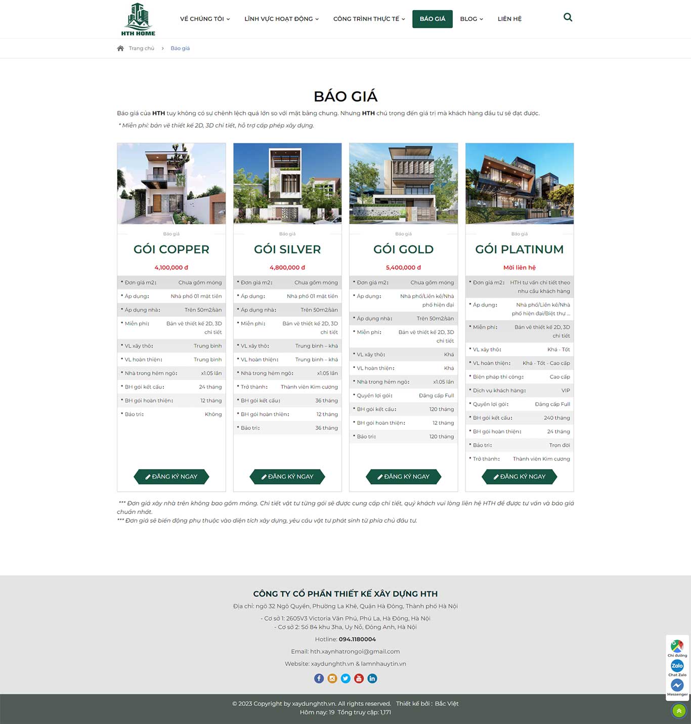 Mẫu website Công ty HTH Thiết kế kiến trúc và Thi công xây dựng