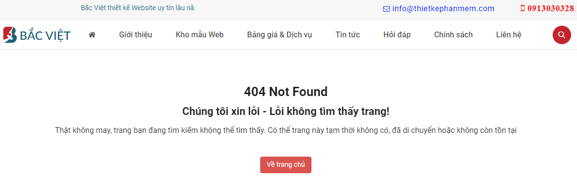  Thông báo lỗi 404 Not Found - BẮC VIỆT